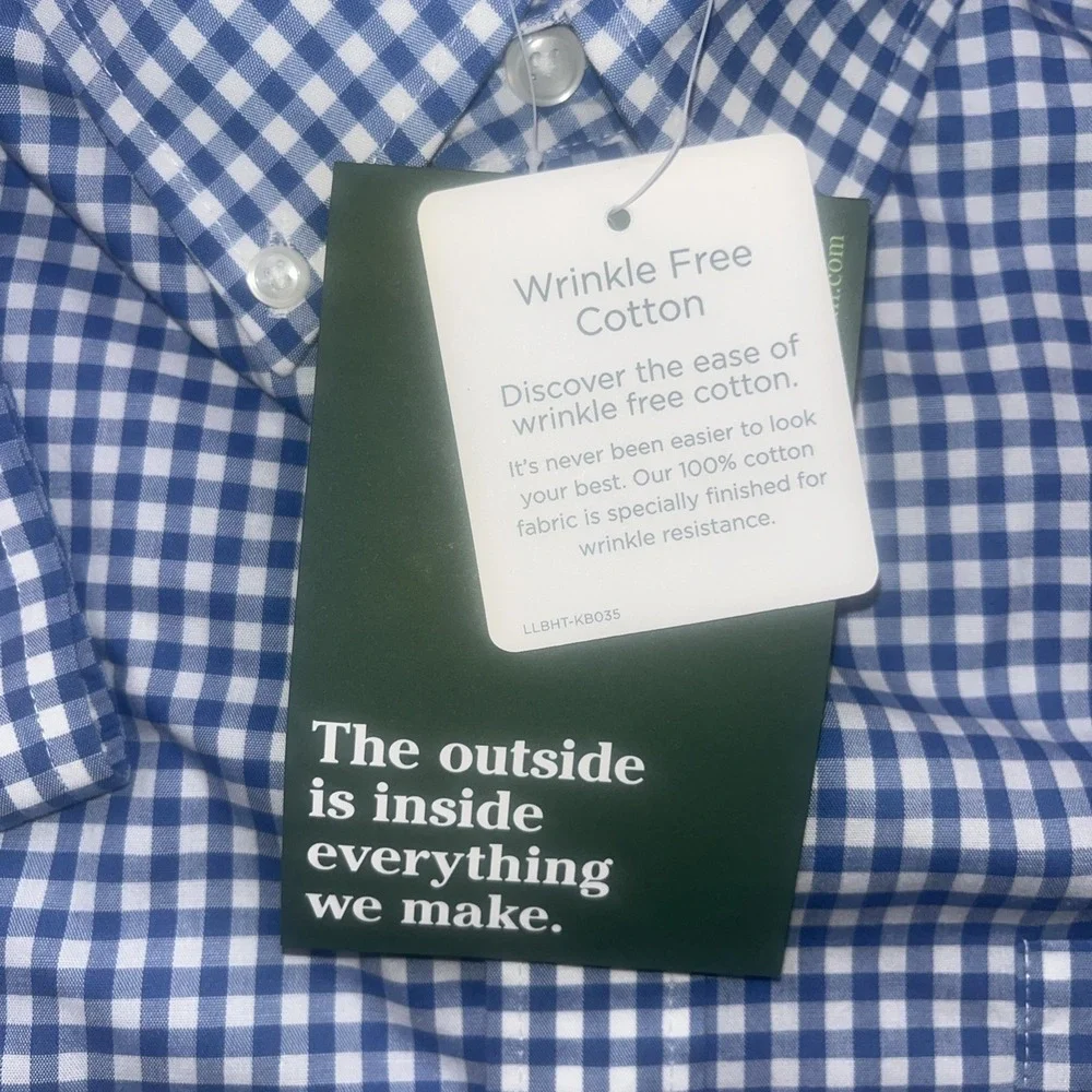 LL Bean Wrinkle Free Kennebunk Sport‎ Shirt Mens XLT Blue Traditional Fit Check